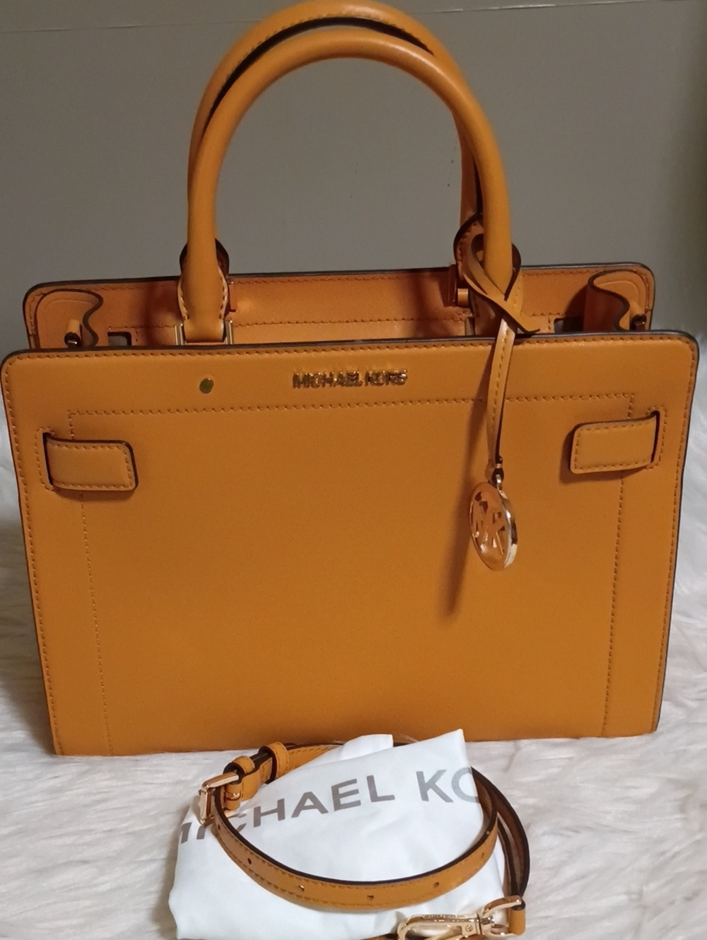 Michael Kors saffiano Leather satchel in marigold